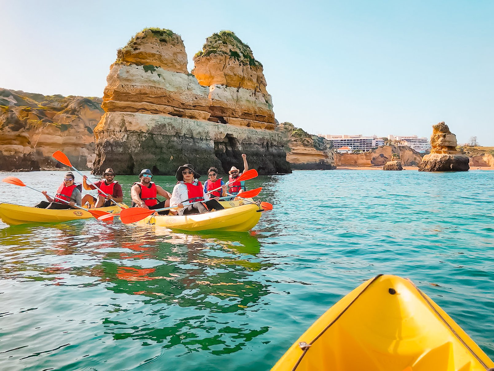 Muslim friends kayaking in Algarve