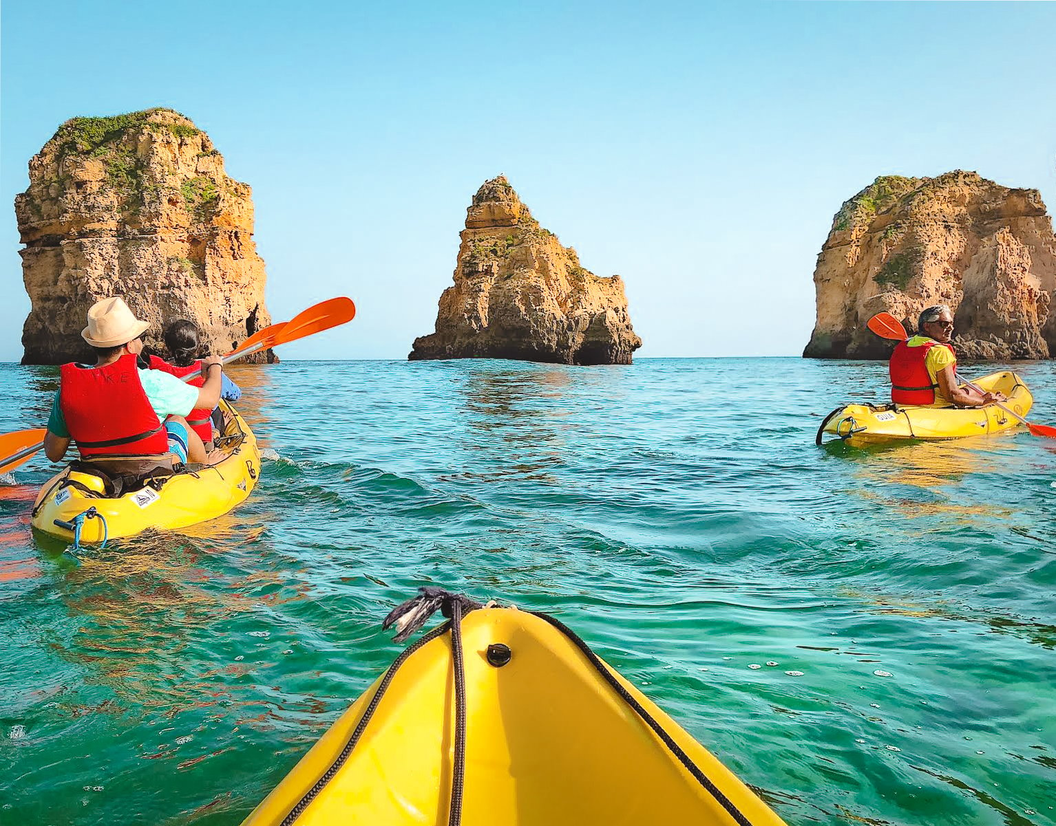 View of Lagos cliffs while kayaking