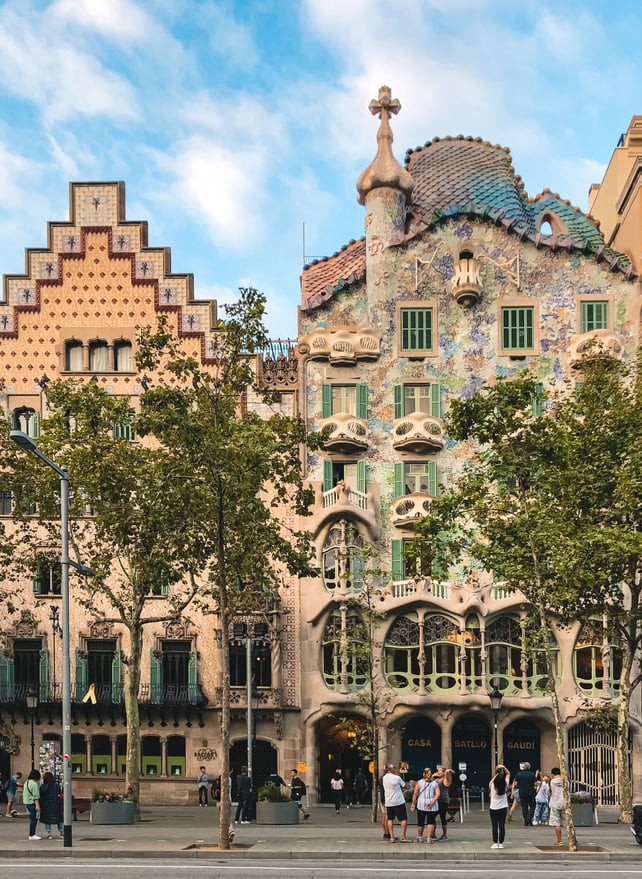 Casa Amatller next to Casa Batllo on the Block of Discord