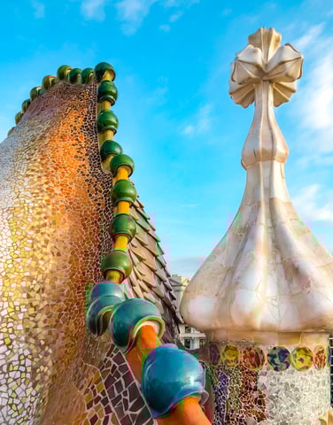 Colorful dragon scales on Casa Batllo's roof