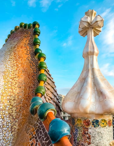 Colorful dragon scales on Casa Batllo's roof