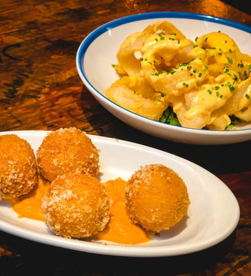 Halal fish croquettes and calamari tapas