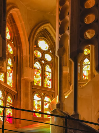 Stained glass windows inside Sagrada Familia