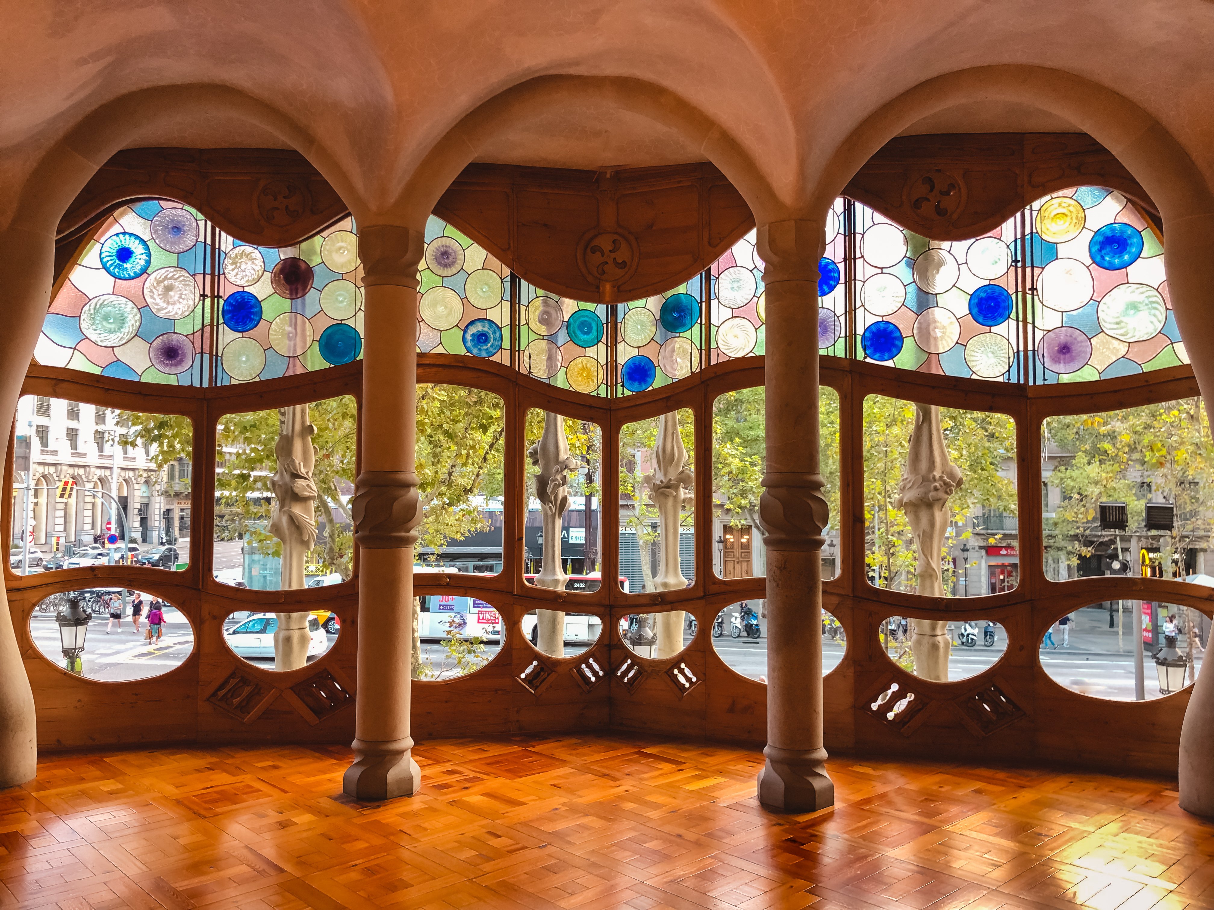 Vaulted arches and windows inside Casa Batllo