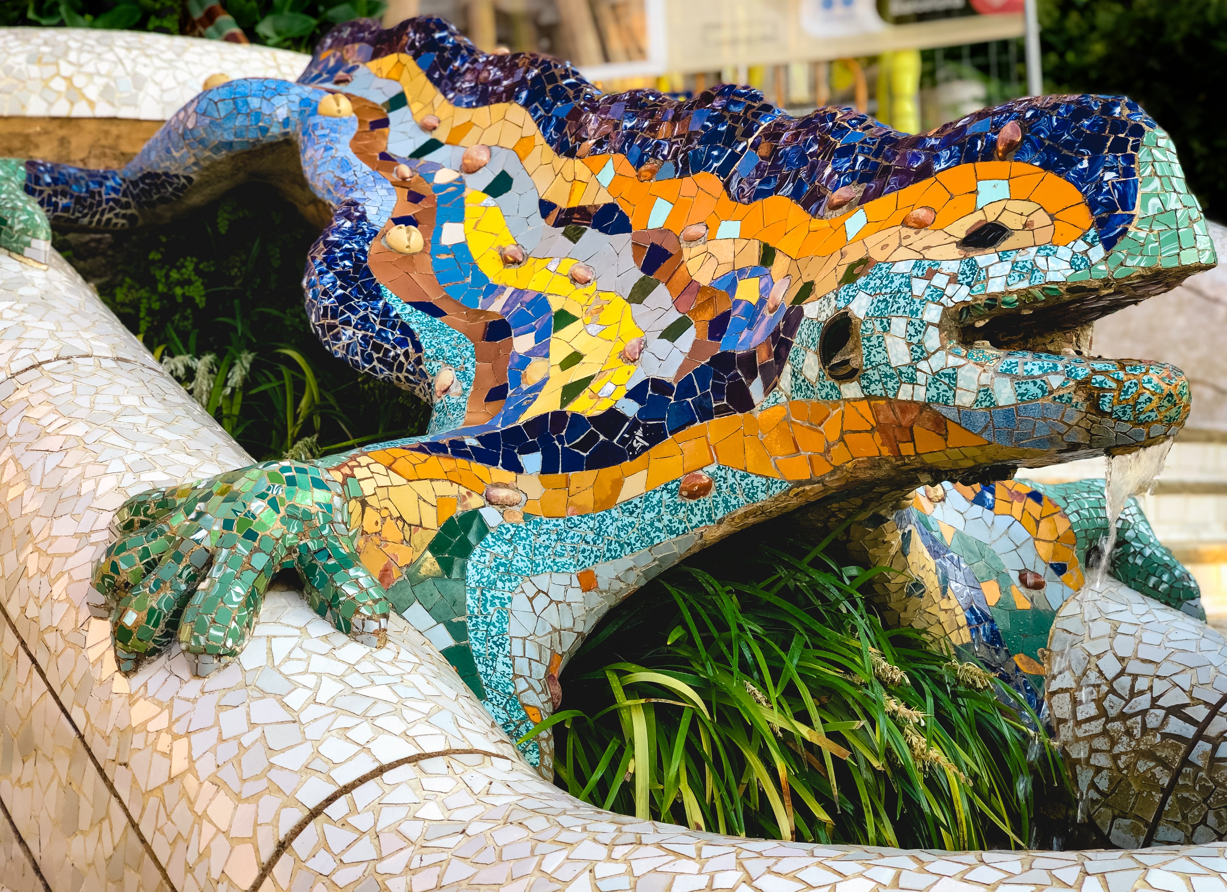 Colorful mosaic salamander at Park Guell