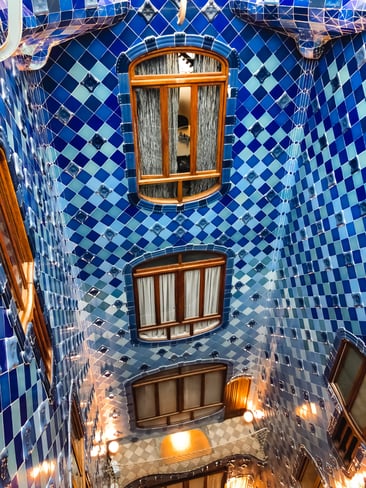 Blue lightwell inside Casa Batllo