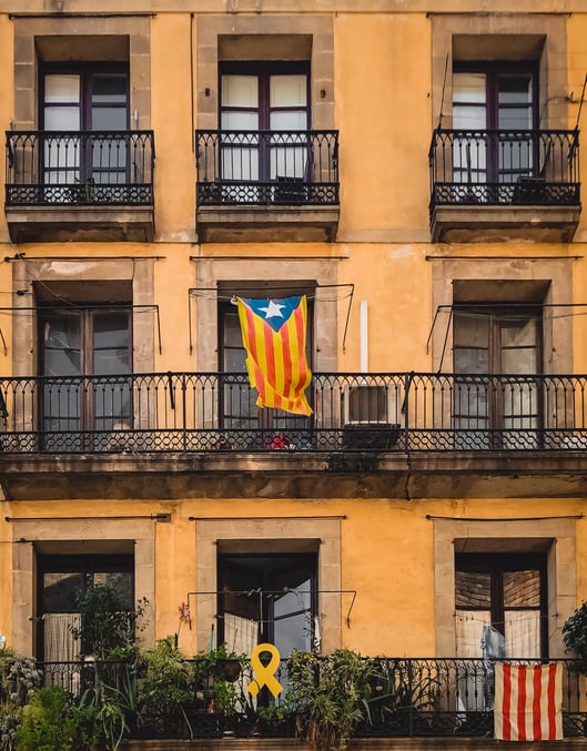 Barcelona balcony with Catalan flag