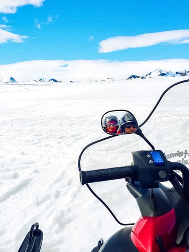 Snowmobiling on a glacier in Iceland