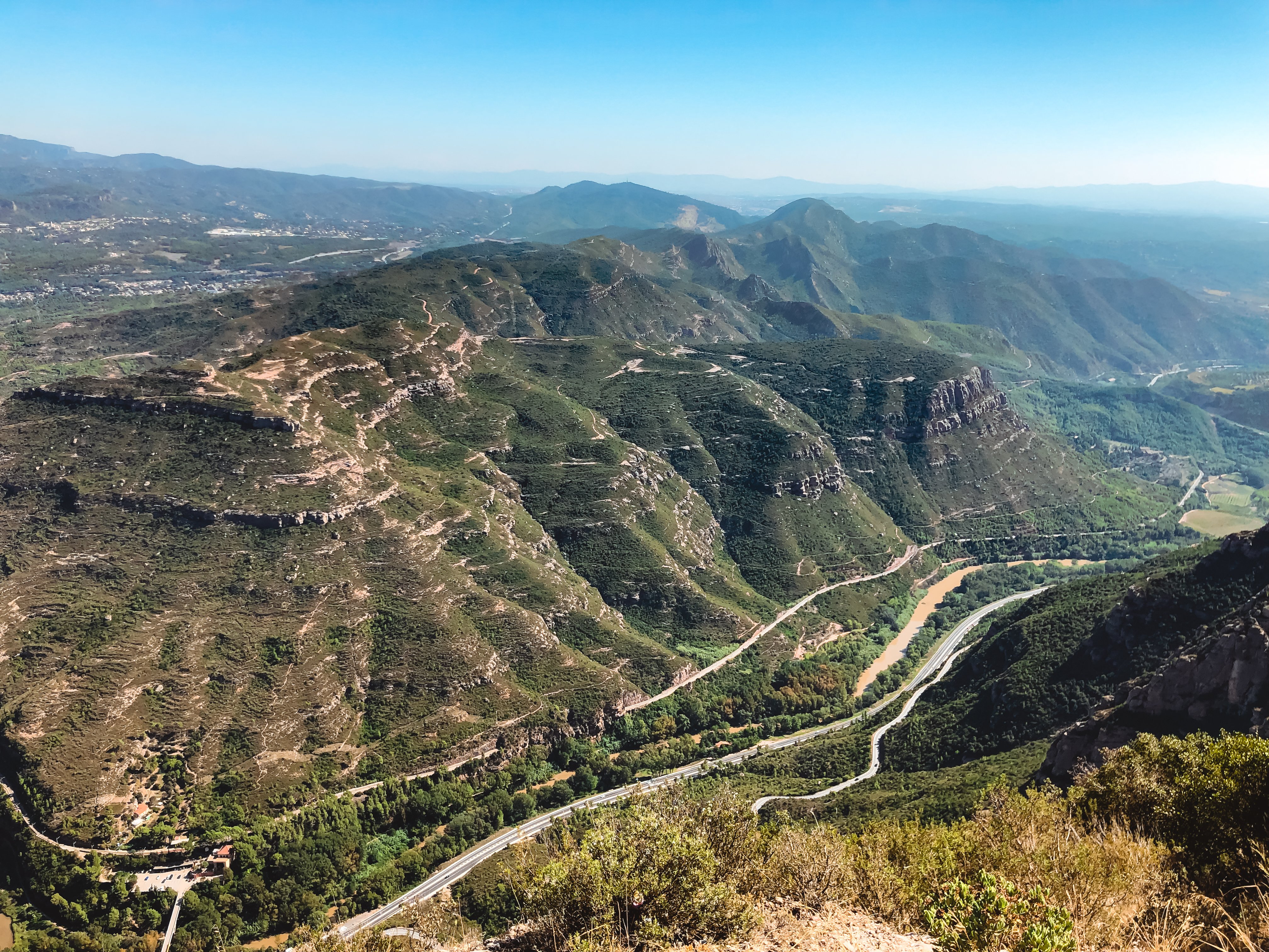 View of green hills and valley at Montserrat