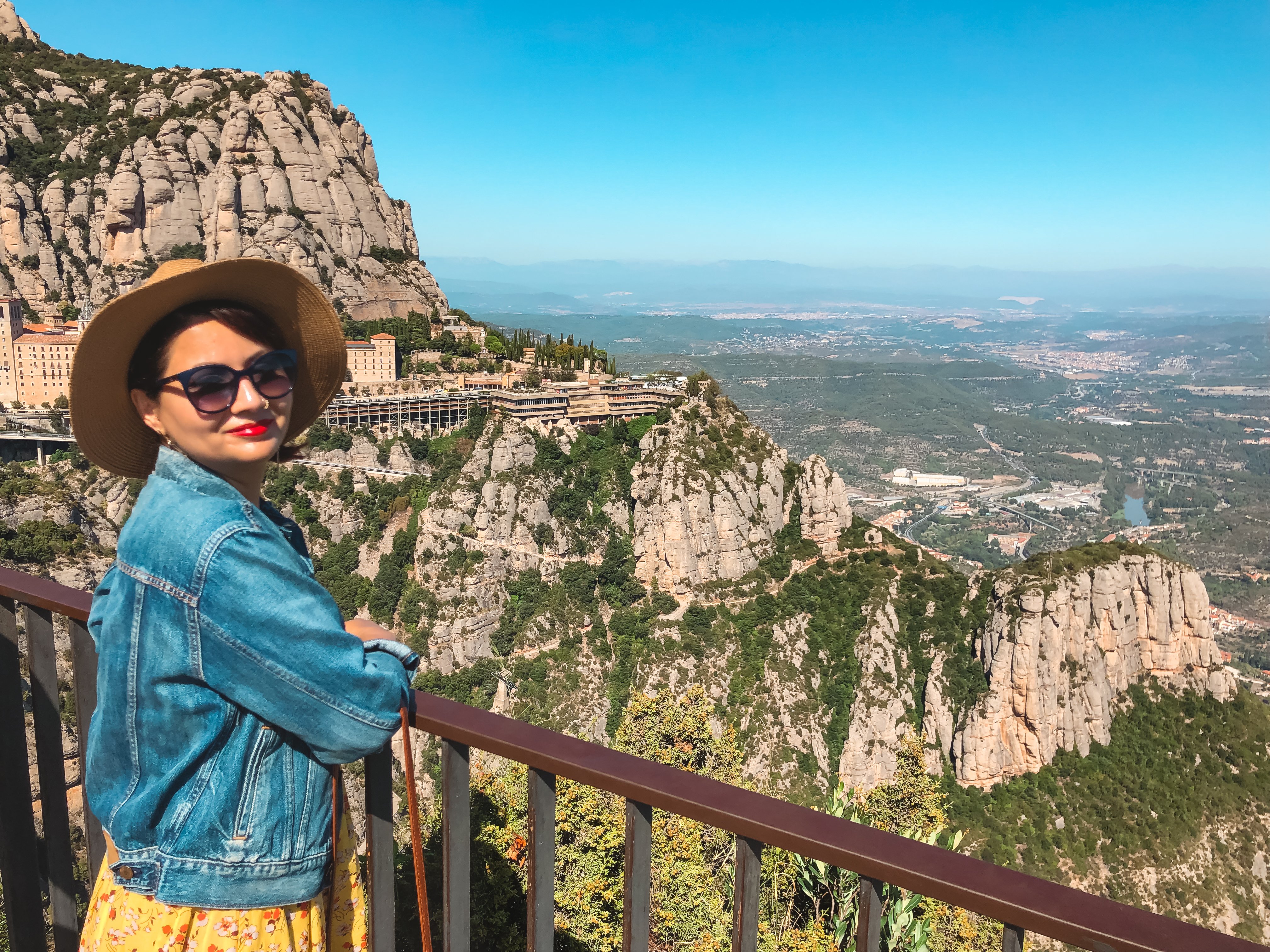 Muslim travel blogger looking out over Montserrat