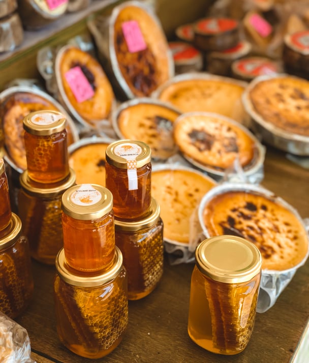 Honey and cheese at Montserrat farmers market