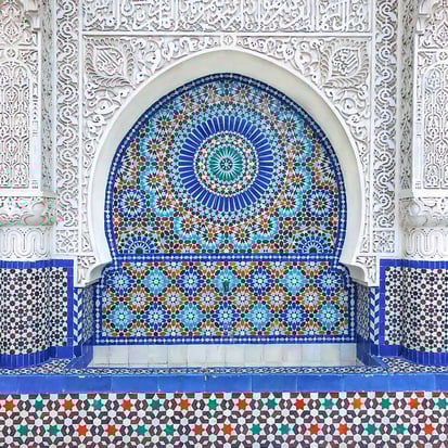 Grand Mosque of Paris Moorish blue fountain
