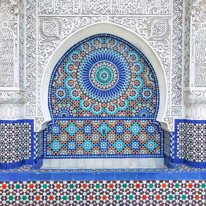 Grand Mosque of Paris Moorish blue fountain