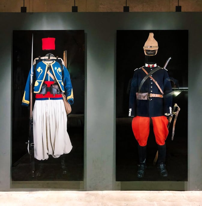 Outfits of warriors of France inside Arc de Triomphe