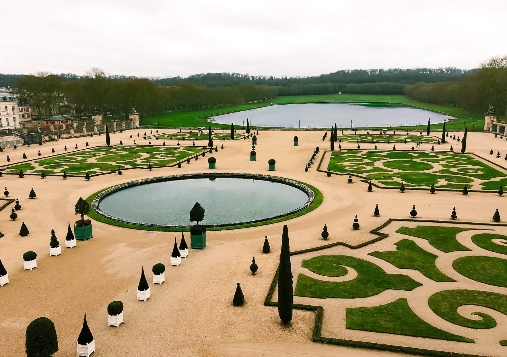 Manicured hedges in the garden of Palace of Versailles