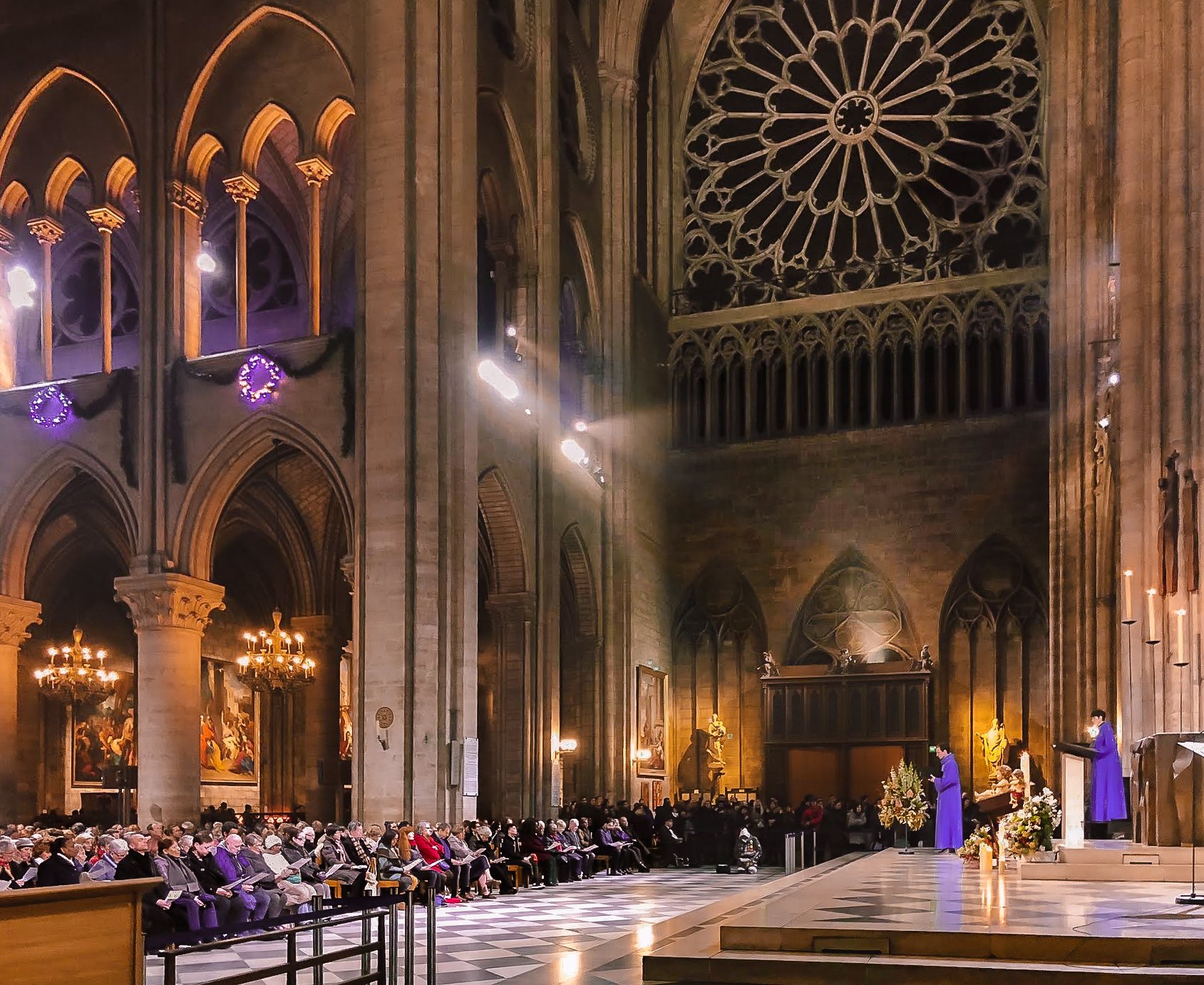 Mass inside Notre-Dame cathedral Paris