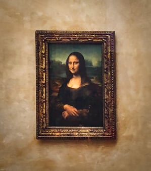 Painting of Mona Lisa inside Louvre Museum