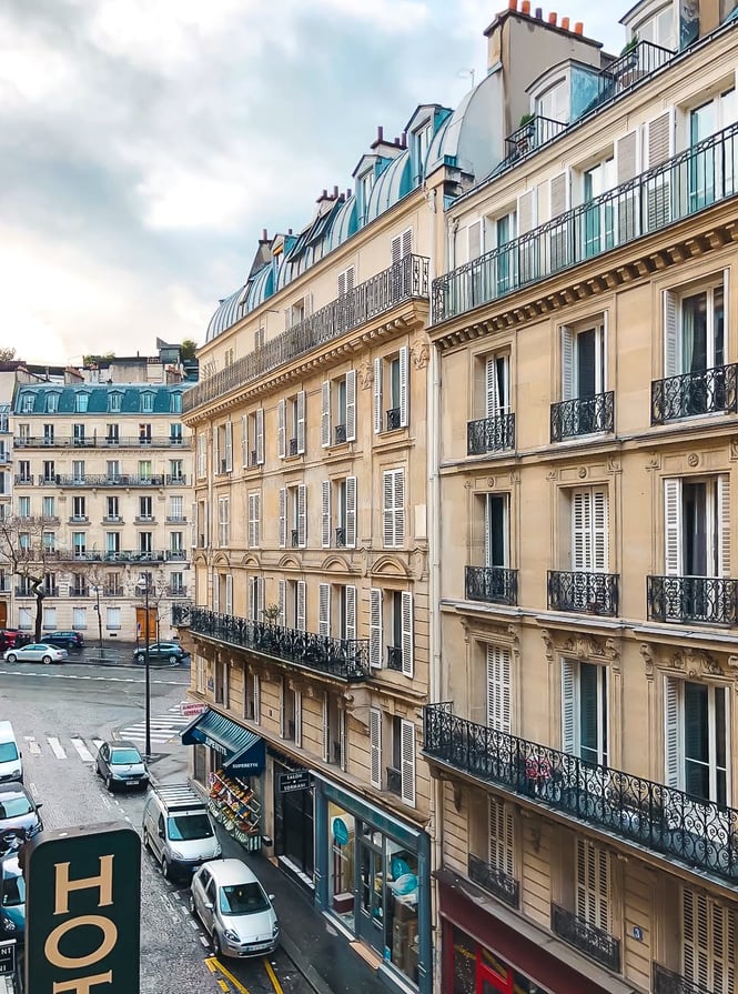 View of street with balconies from Muslim-friendly hotel