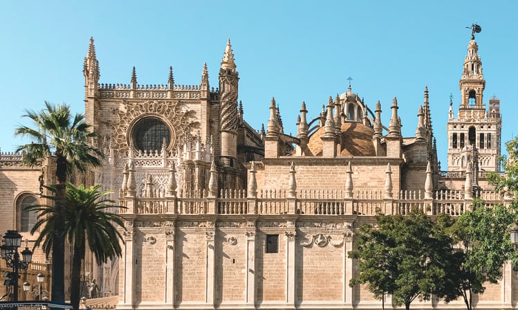 Architecture of Seville Cathedral with Giralda