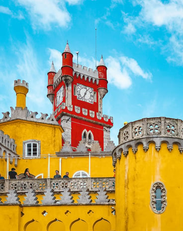 Pena Palace red clock tower in Sintra