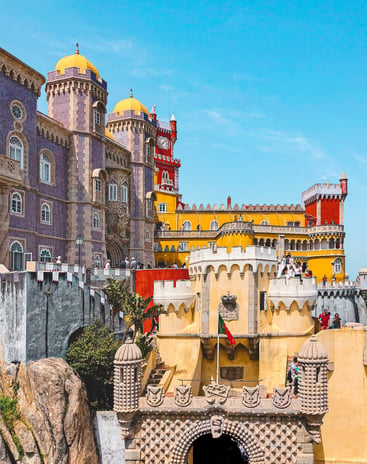 Colorful Pena Palace facade in Sintra