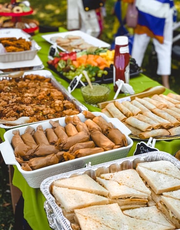 Eid picnic buffet of sandwiches and rolls